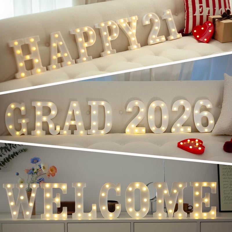 SKYPHAROS LED Marquee Letters, White 26 Alphabet Light Up Letters, Battery Powered LED Letter Lights for Birthday Party, Christmas Night, Home, Bar, Graduation, Wedding Decoration(K) - Image 4